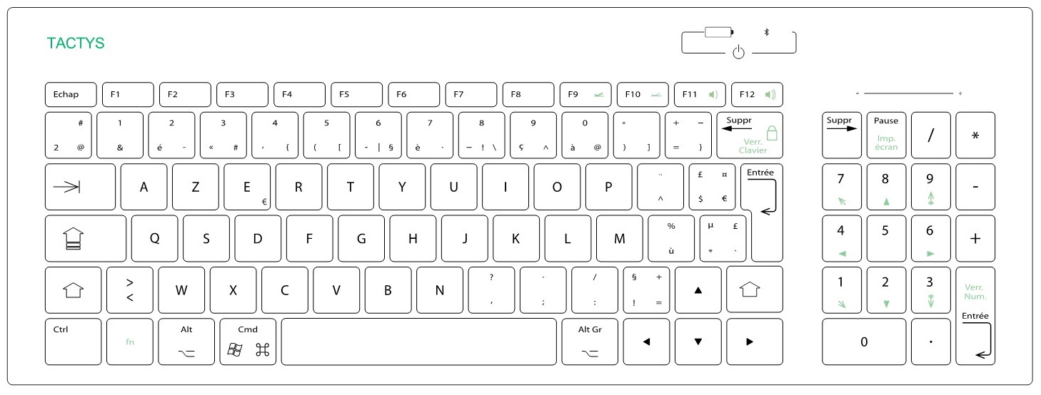 SLIM T711 TACTYS — clavier en verre trempé